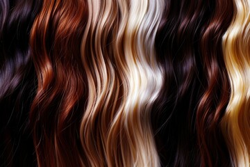 Fototapeta premium Shiny, natural hair extensions in various colors