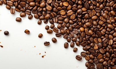 Coffee beans arranged with vacant area