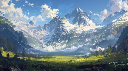Expansive Mountains Standing Tall Against Snowy Peaks