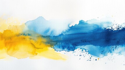 Obraz premium Abstract watercolor background in blue and yellow on a white background