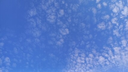 A photo of a blue sky with white clouds is suitable for the background
