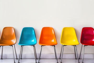 Obraz premium A Row of chairs isolated on the white