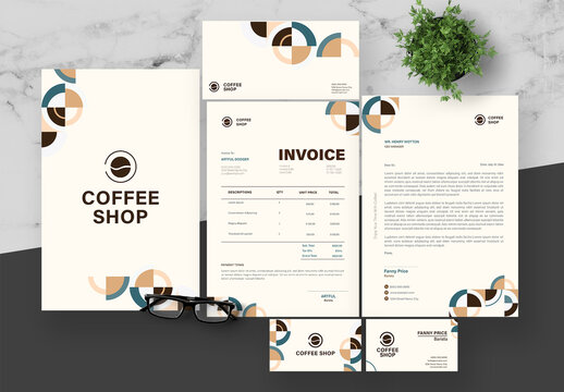 Brown And Beige Coffe Shop Stationery Set