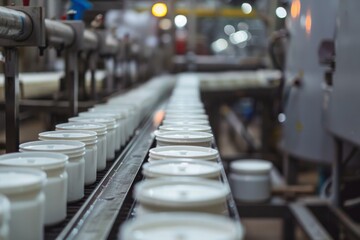 Fototapeta premium yogurt in the factory industry