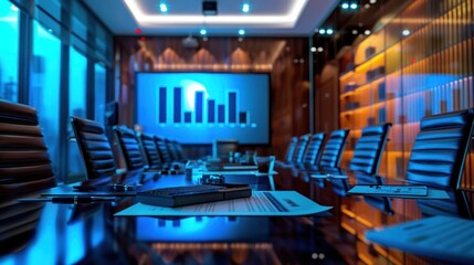 Naklejka premium Corporate Boardroom with Members Presenting and Analyzing Financial Projections and Budget Plans Concept Business Strategy and Decision-Making.