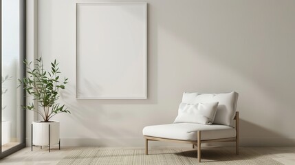 Frame mockup, ISO A paper size. Living room wall poster mockup. Interior mockup with house background. Modern interior design. 
