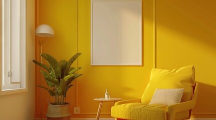Frame mockup, ISO A paper size. Living room wall poster mockup. Interior mockup with house background. Modern interior design. 