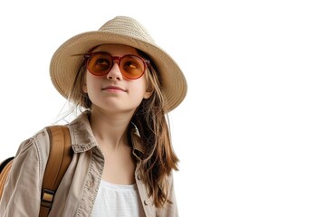 Fototapeta premium A Young girl travelling isolated on the white