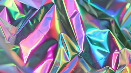 Colorful abstract holographic foil texture background with vibrant iridescent patterns, perfect for digital design, art, and creative projects.