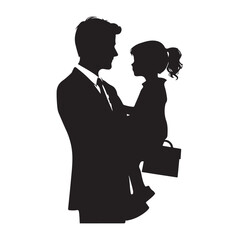 Father and son. Vector isolated illustration on white background silhouette for Father's Day