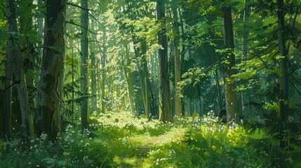 Fototapeta premium Forest landscape in the beginning of spring