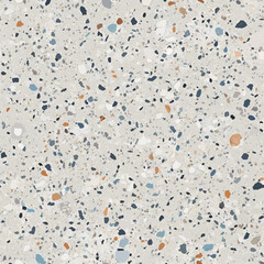 Terrazzo flooring vector seamless pattern. Italian terrazzo mosaic texture. Terrazzo seamless print tile. Concrete, granite, cement terrazo template. Terrazzo Floor material. Particles pebble, glass.