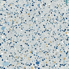 Terrazzo flooring vector seamless pattern. Italian terrazzo mosaic texture. Terrazzo seamless print tile. Concrete, granite, cement terrazo template. Terrazzo Floor material. Particles pebble, glass.