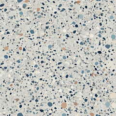 Terrazzo flooring vector seamless pattern. Italian terrazzo mosaic texture. Terrazzo seamless print tile. Concrete, granite, cement terrazo template. Terrazzo Floor material. Particles pebble, glass.