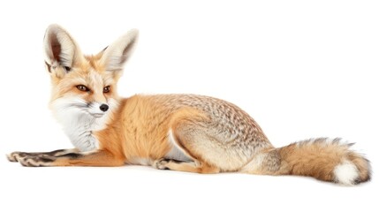 Fennec Fox full body clearly photo on white background , 