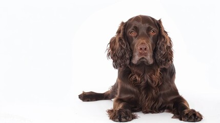 Field Spaniel full body clearly photo on white background , 