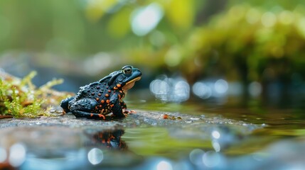 Fototapeta premium Fire-Bellied Toad with minimalist style ,