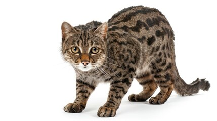 Fototapeta premium Fishing Cat full body clearly photo on white background , 