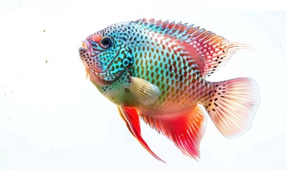 Fototapeta premium Flowerhorn Fish full body clearly photo on white background , 