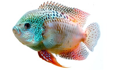 Fototapeta premium Flowerhorn Fish full body clearly photo on white background , 