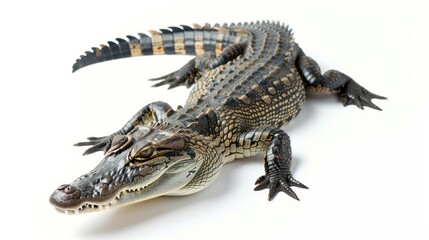 Fototapeta premium Freshwater Crocodile full body clearly photo on white background , 