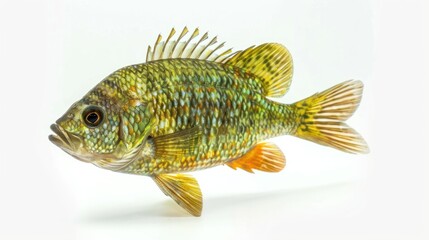 Fototapeta premium Freshwater Sunfish full body clearly photo on white background , 