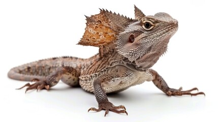 Fototapeta premium Frilled Lizard full body clearly photo on white background ,