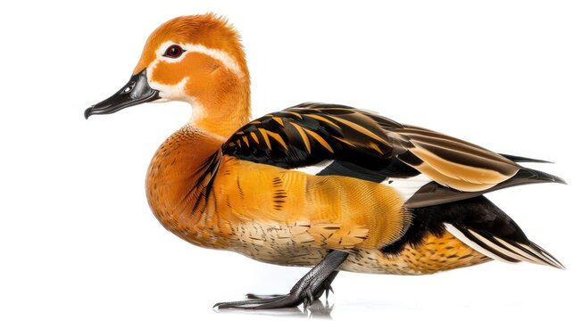 Fulvous Whistling Duck full body clearly photo on white background 