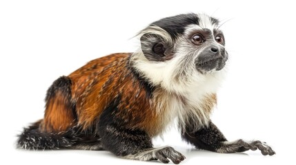 Geoffroys Tamarin full body clearly photo on white background ,