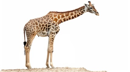 Fototapeta premium Giraffe full body clearly photo on white background , 