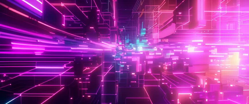 Abstract background with interlaced digital glitch and distortion effect. Futuristic cyberpunk design. Retro futurism, webpunk, rave 80s 90s cyberpunk aesthetic techno neon colors 