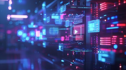 Fototapeta premium Futuristic Data Center Technology, Generative AI