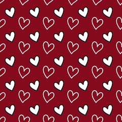 valentines day background. seamless pattern with red hearts. illustration