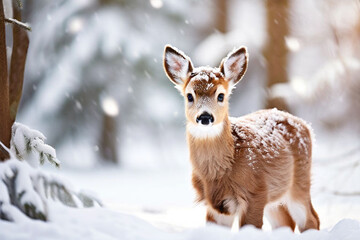 deer in winter forest