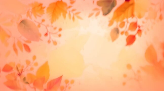 Simple aesthetic autumn inspired autumn watercolor background with leaves and nature elements