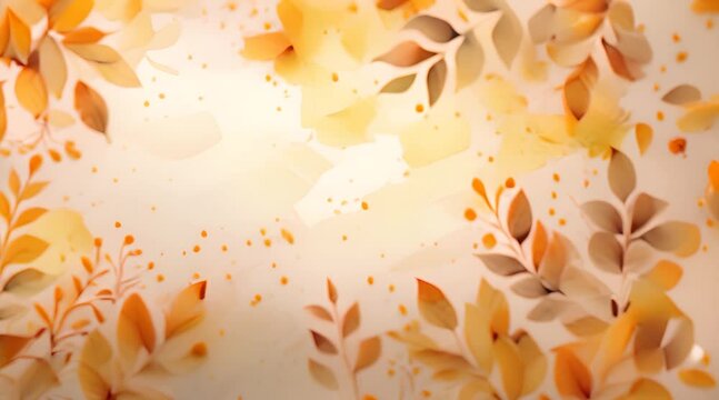 Simple aesthetic autumn inspired autumn watercolor background with leaves and nature elements