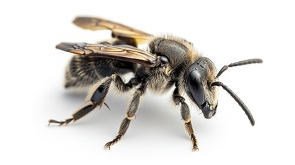 Ashy Mining Bee on white background , 