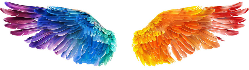 Rainbow pride wings isolated on transparent background.