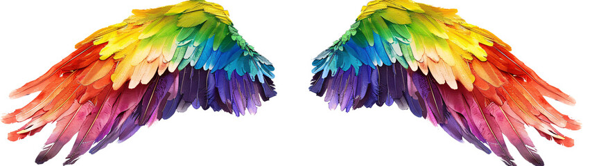 Obraz premium Rainbow pride wings isolated on transparent background.