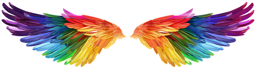 Obraz premium Rainbow pride wings isolated on transparent background.