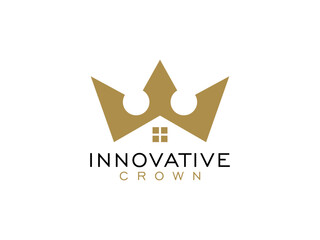 Creative crown king and queen logo Design.