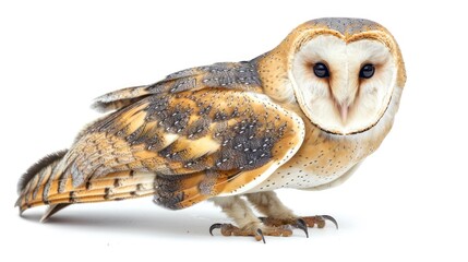 Naklejka premium Barn Owl on white background , 