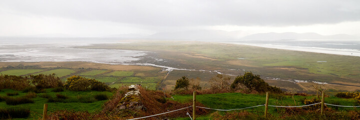 Inch Beach viewed from Dingle Way in rainy weather
