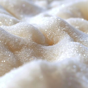 close-up of sugar crystals in sparkling waving mounds reminiscent of hills