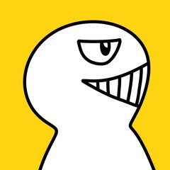 cartoon character of a ghost on a yellow background.