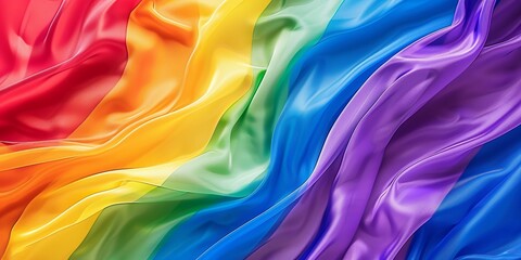 Abstract rainbow pride motion stripe colorful silky fabric background, concept of pride month, children's adorable vivid colors wallpaper, vivid colors 3d backdrops, red, orange, green, blue,