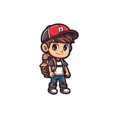 cute backpacker character vector design
