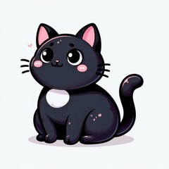 Black Cat cute vector without background