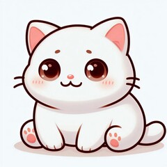 Naklejka premium White Cat cute vector without background