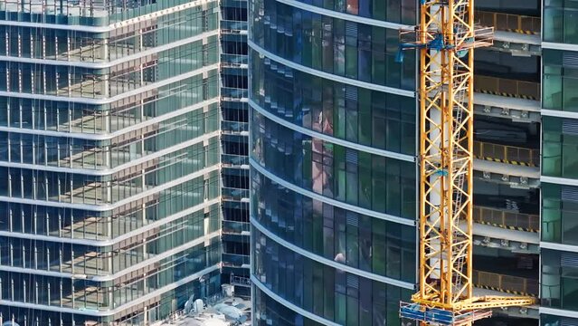 Aerial shot of skyscraper construction site